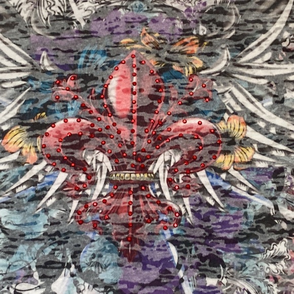 Multi Color Sublimated Fleur De Lis T-Shirt - Picture 3 of 9